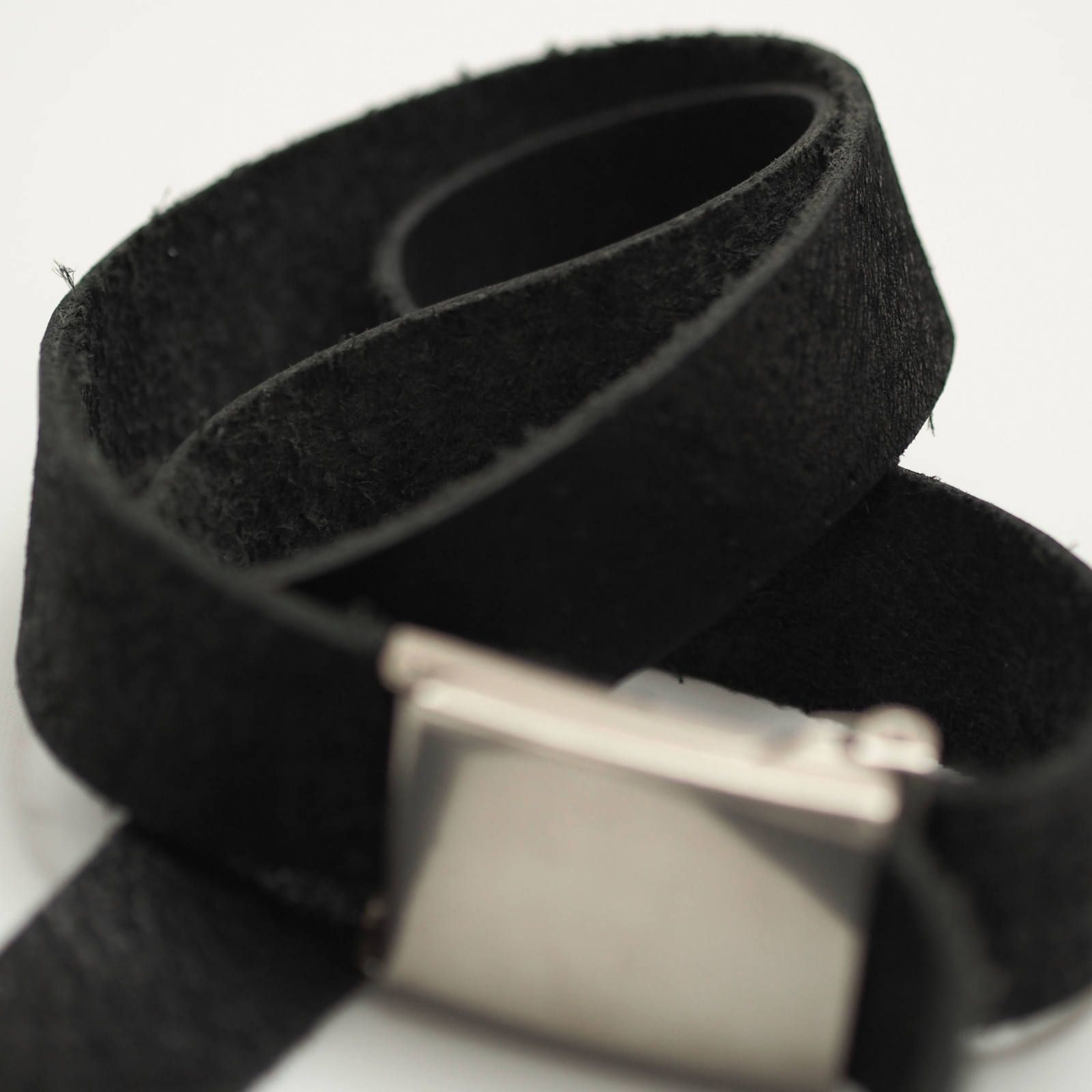 double headed leather belt (BLACK)