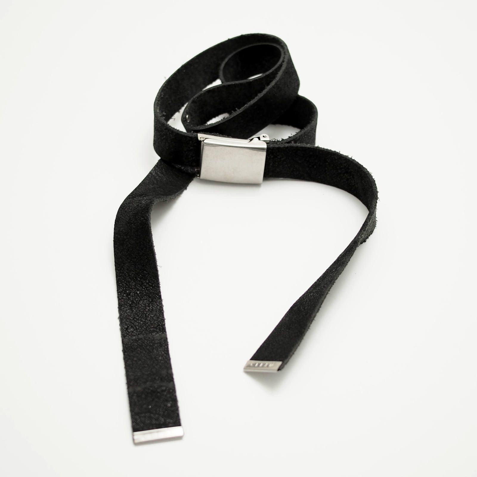 double headed leather belt (BLACK)