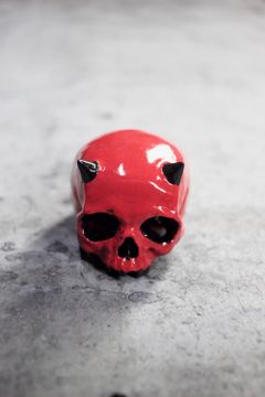 "ぐい呑み"小ツノ髑髏 赤×黒(桐箱付)