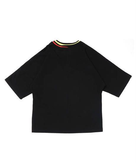 NECK RIB PILED M-SLEEVE TEE c/#1 BLACK