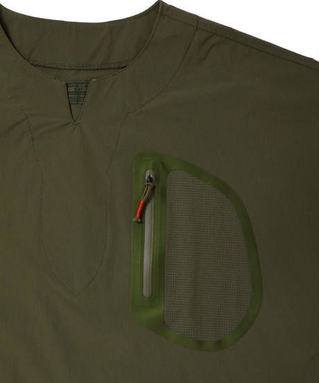 SEAMTAPE DASHIKI M-SLEEVE SHIRT c/#2 KHAKI