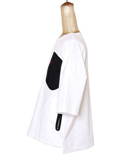 SEAMTAPE DASHIKI M-SLEEVE SHIRT c/#3 WHITE