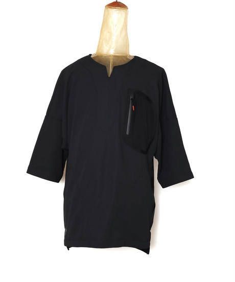 SEAMTAPE DASHIKI M-SLEEVE SHIRT c/#1 BLACK