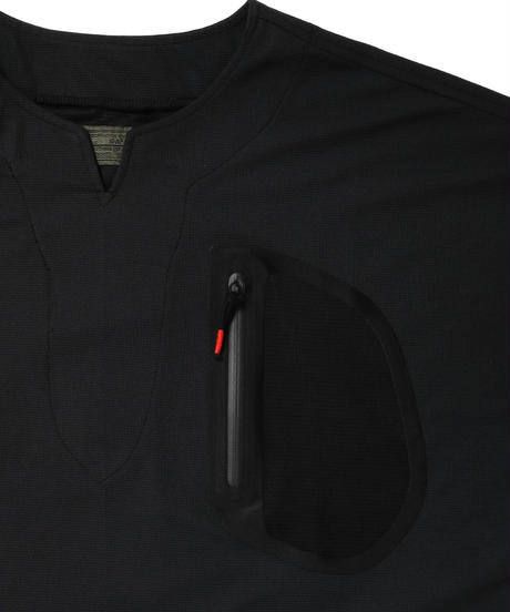 SEAMTAPE DASHIKI M-SLEEVE SHIRT c/#1 BLACK