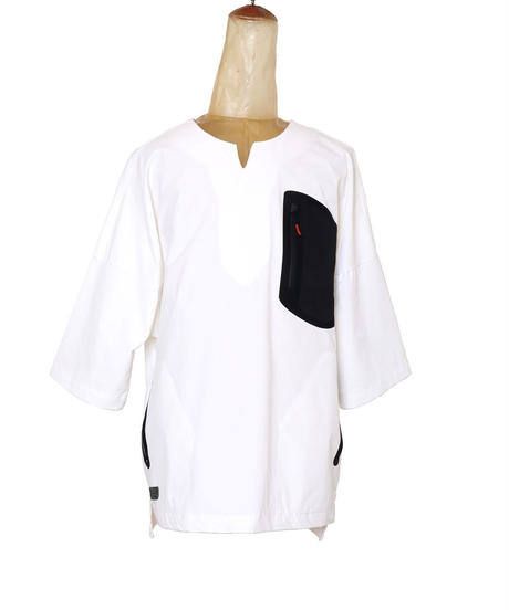 SEAMTAPE DASHIKI M-SLEEVE SHIRT c/#3 WHITE