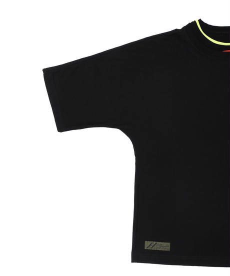 NECK RIB PILED M-SLEEVE TEE c/#1 BLACK