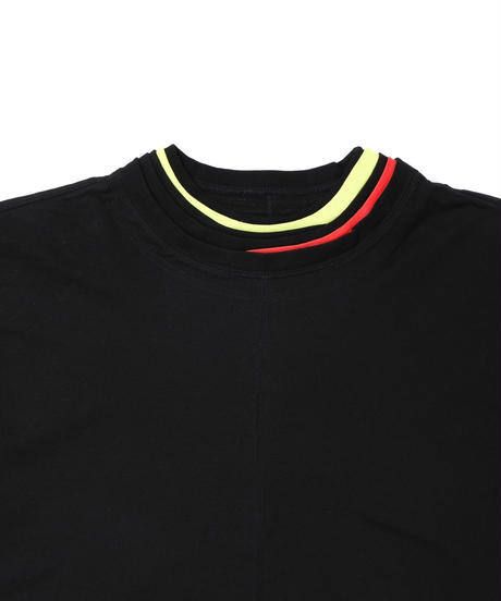 NECK RIB PILED M-SLEEVE TEE c/#1 BLACK