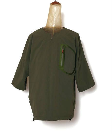 SEAMTAPE DASHIKI M-SLEEVE SHIRT c/#2 KHAKI