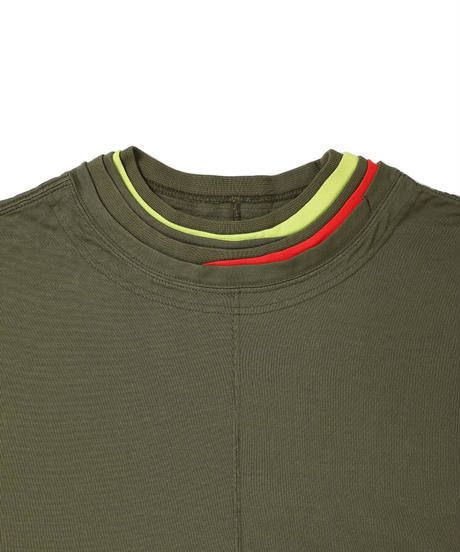 NECK RIB PILED M-SLEEVE TEE c/#2 KHAKI