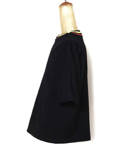 NECK RIB PILED M-SLEEVE TEE c/#1 BLACK