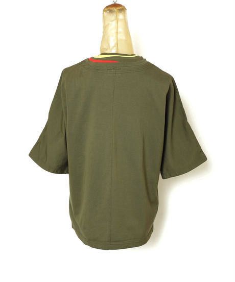NECK RIB PILED M-SLEEVE TEE c/#2 KHAKI
