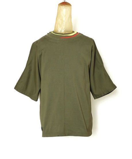 NECK RIB PILED M-SLEEVE TEE c/#2 KHAKI