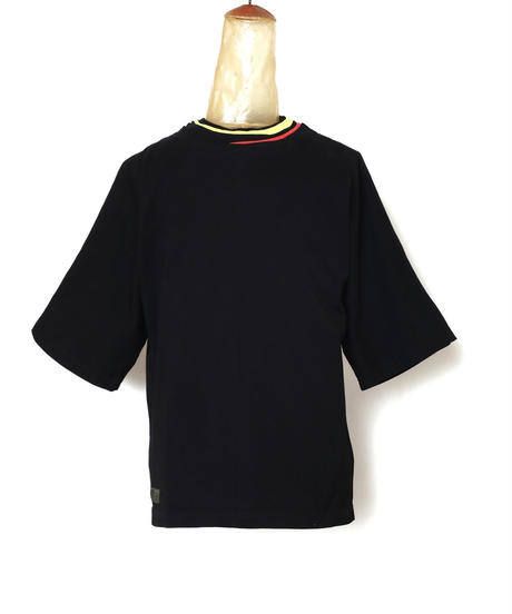 NECK RIB PILED M-SLEEVE TEE c/#1 BLACK