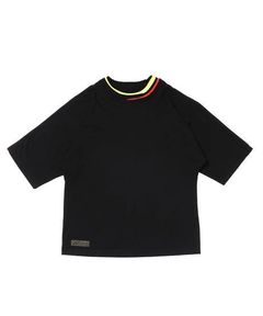 NECK RIB PILED M-SLEEVE TEE c/#1 BLACK