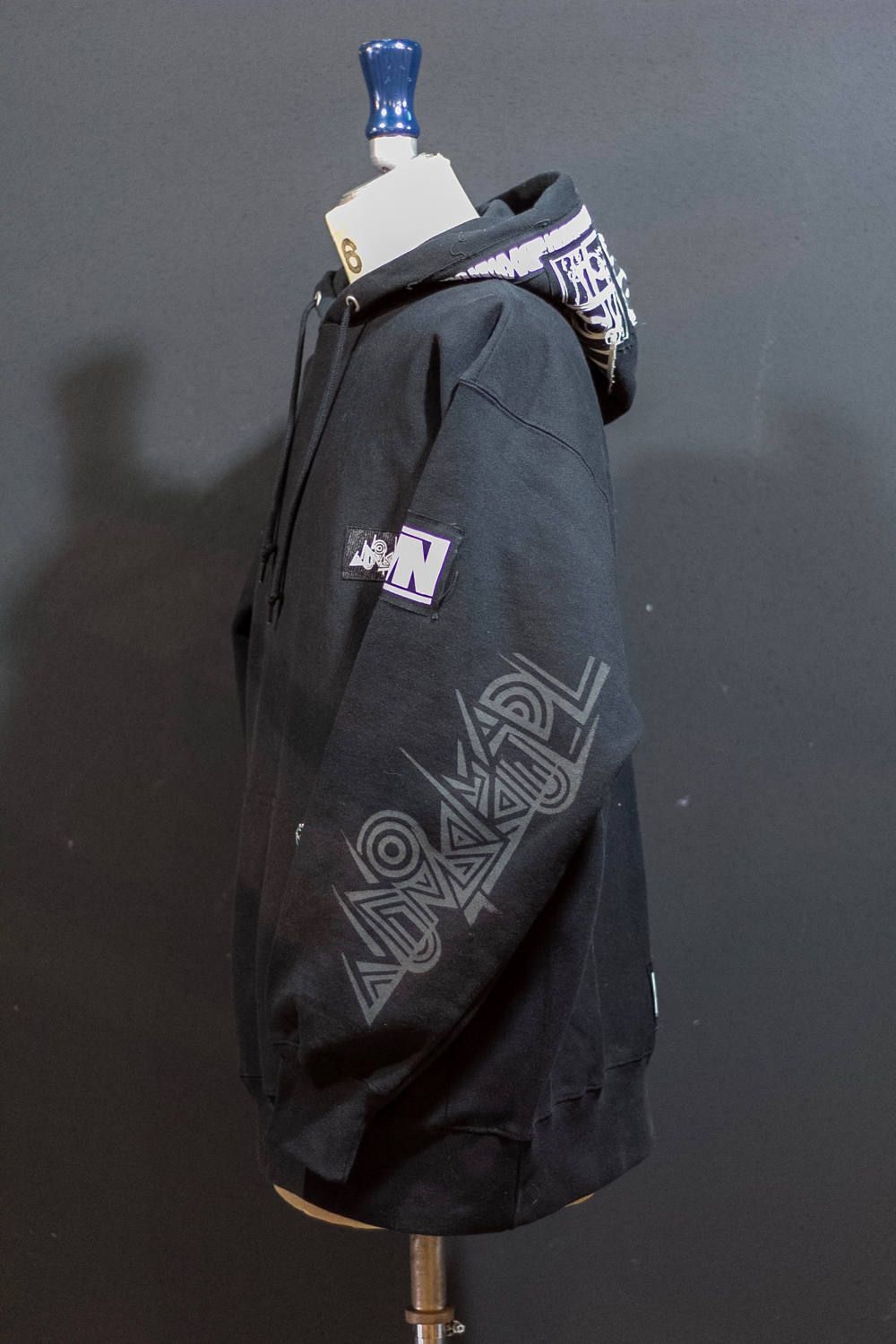 ワンメイクプルオーバーパーカー002 (BLACK/XXL)