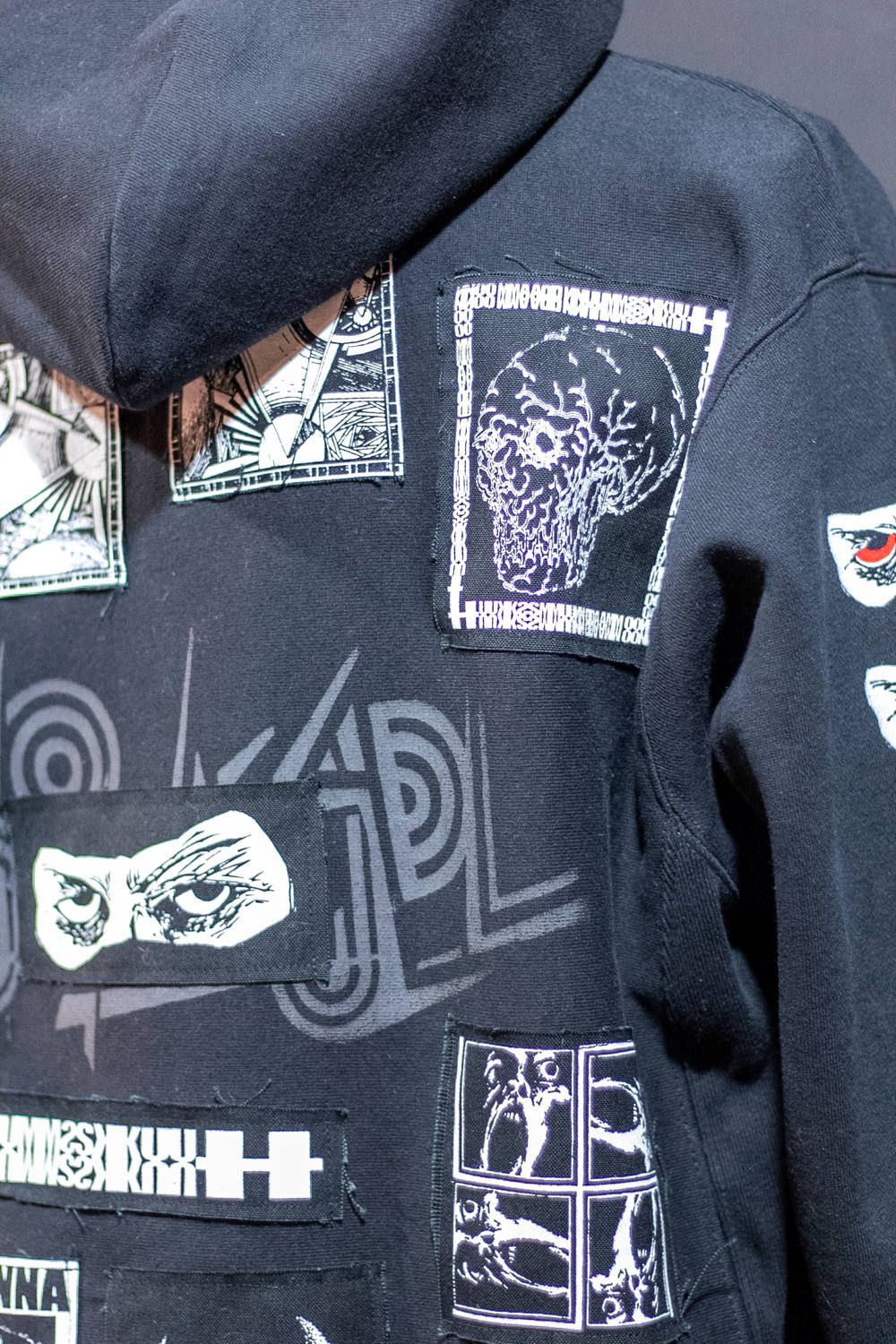 ワンメイクプルオーバーパーカー003 (BLACK/XL)
