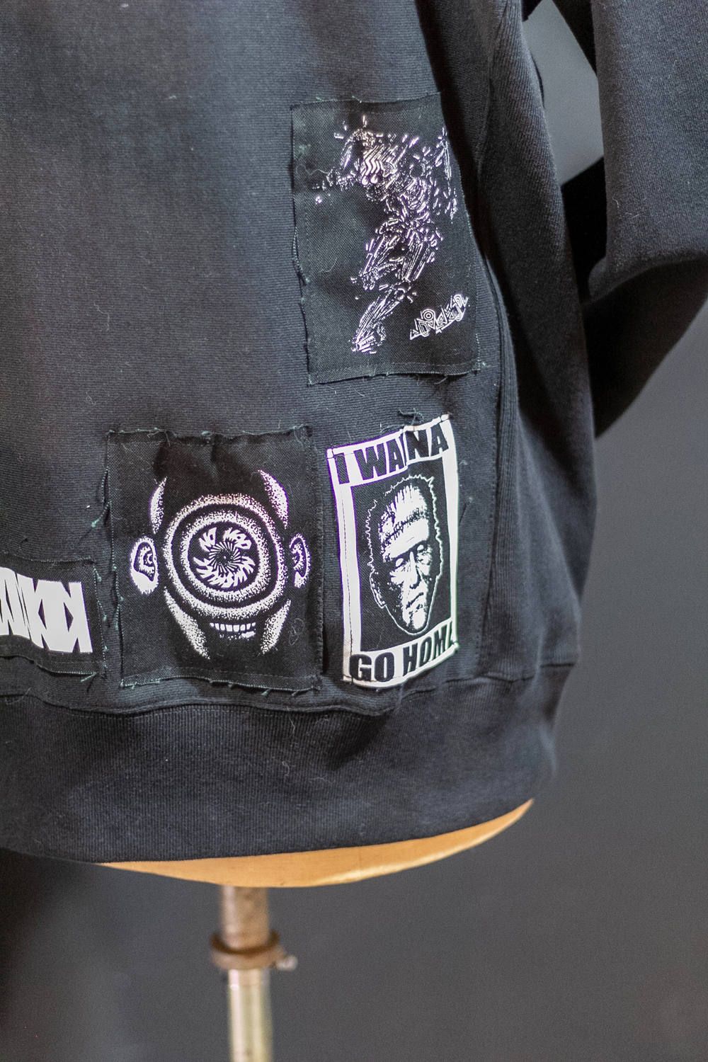 ワンメイクプルオーバーパーカー002 (BLACK/XXL)