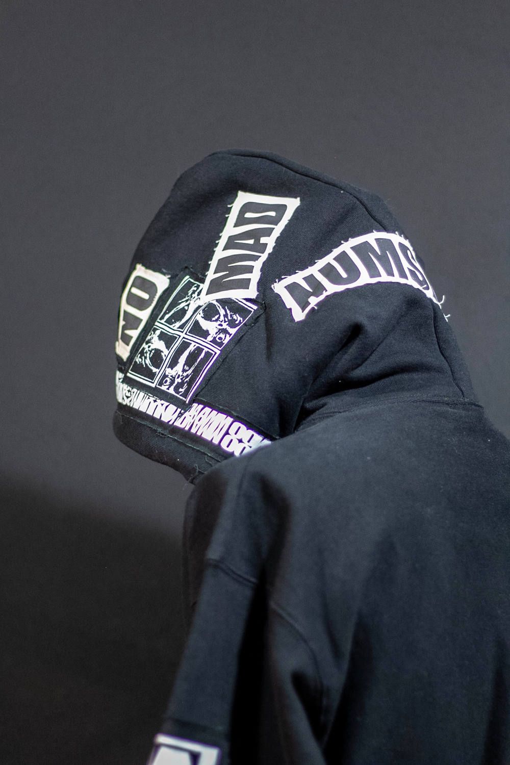 ワンメイクプルオーバーパーカー002 (BLACK/XXL)