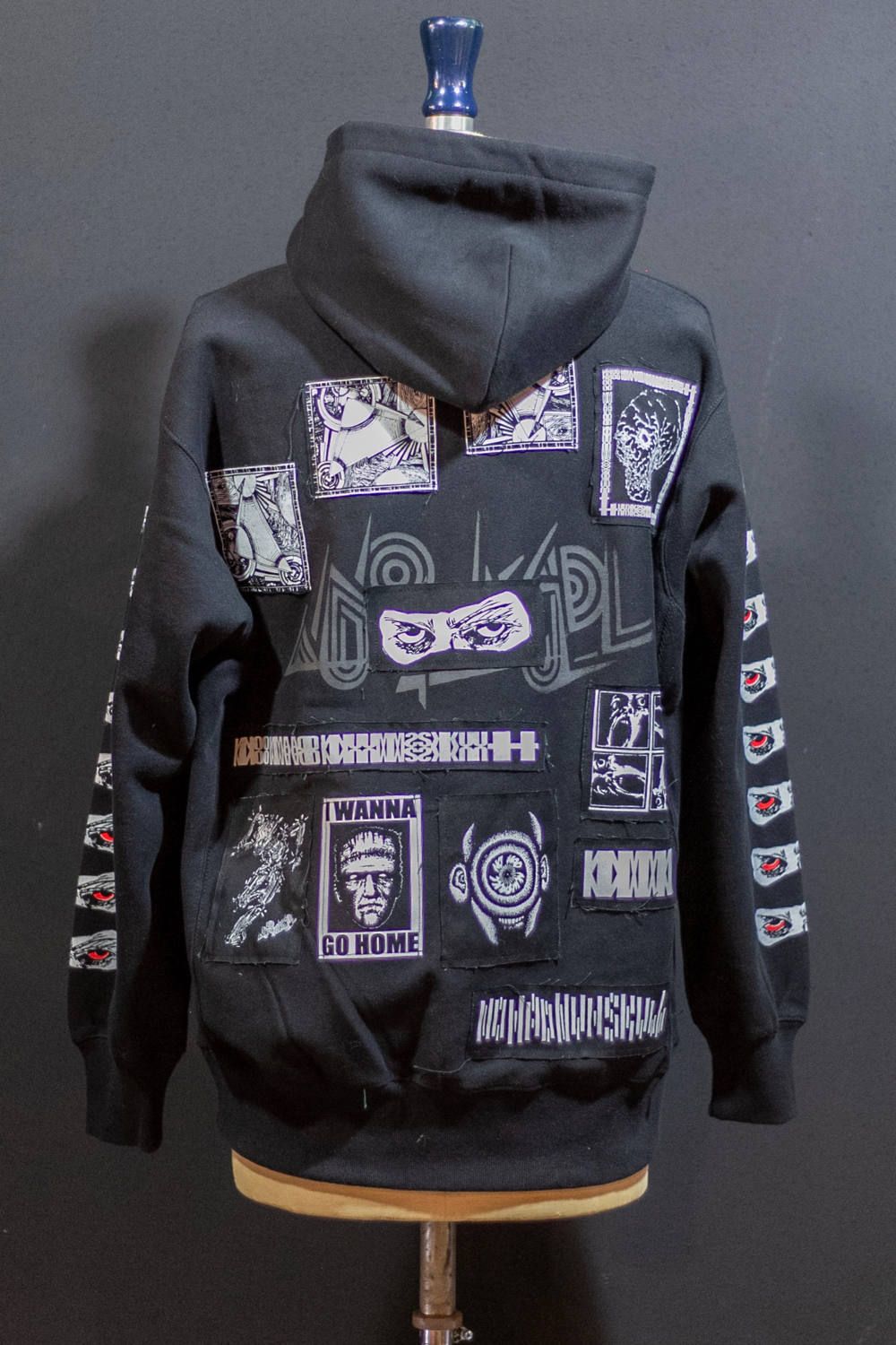 ワンメイクプルオーバーパーカー003 (BLACK/XL)