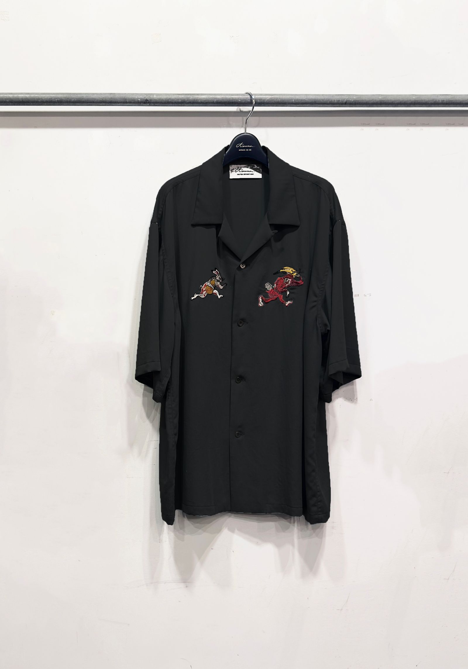 Azuma × ROTAR 鳥獣戯画 SUKA SHIRT / 刺繍オープンカラーシャツ (BLACK,  ICE GRAY, YELLOW)