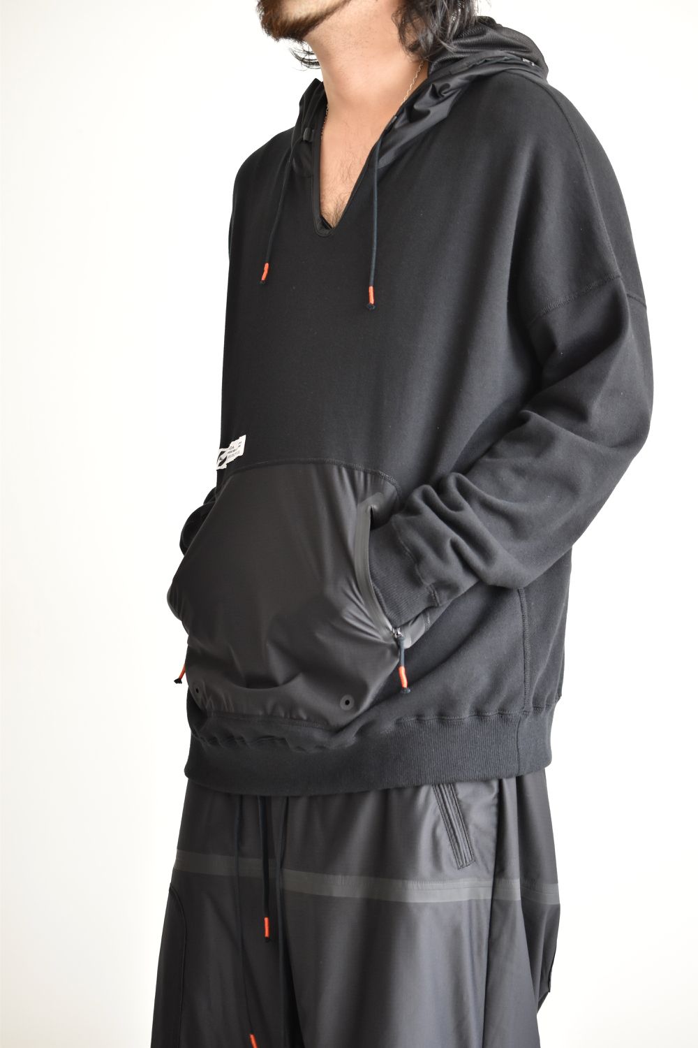 DRAW CODE HOODED PULL JERSEY c/#1 BLACK