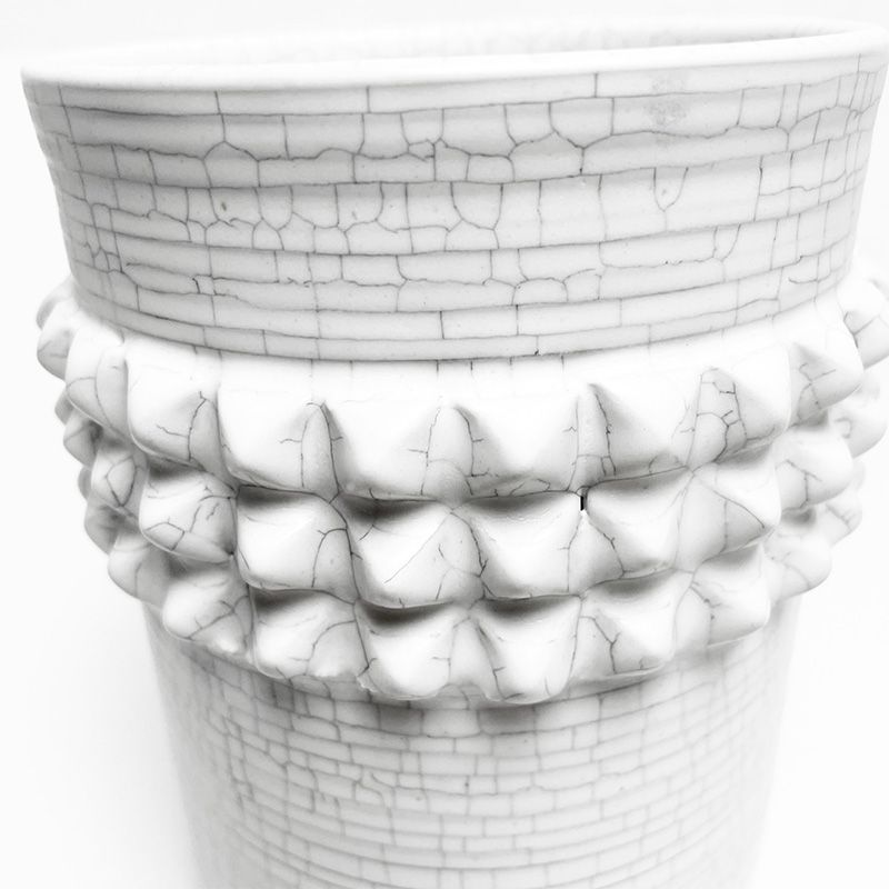 PYRAMID STUDS POT（L） "WHITE" -陶器鉢-