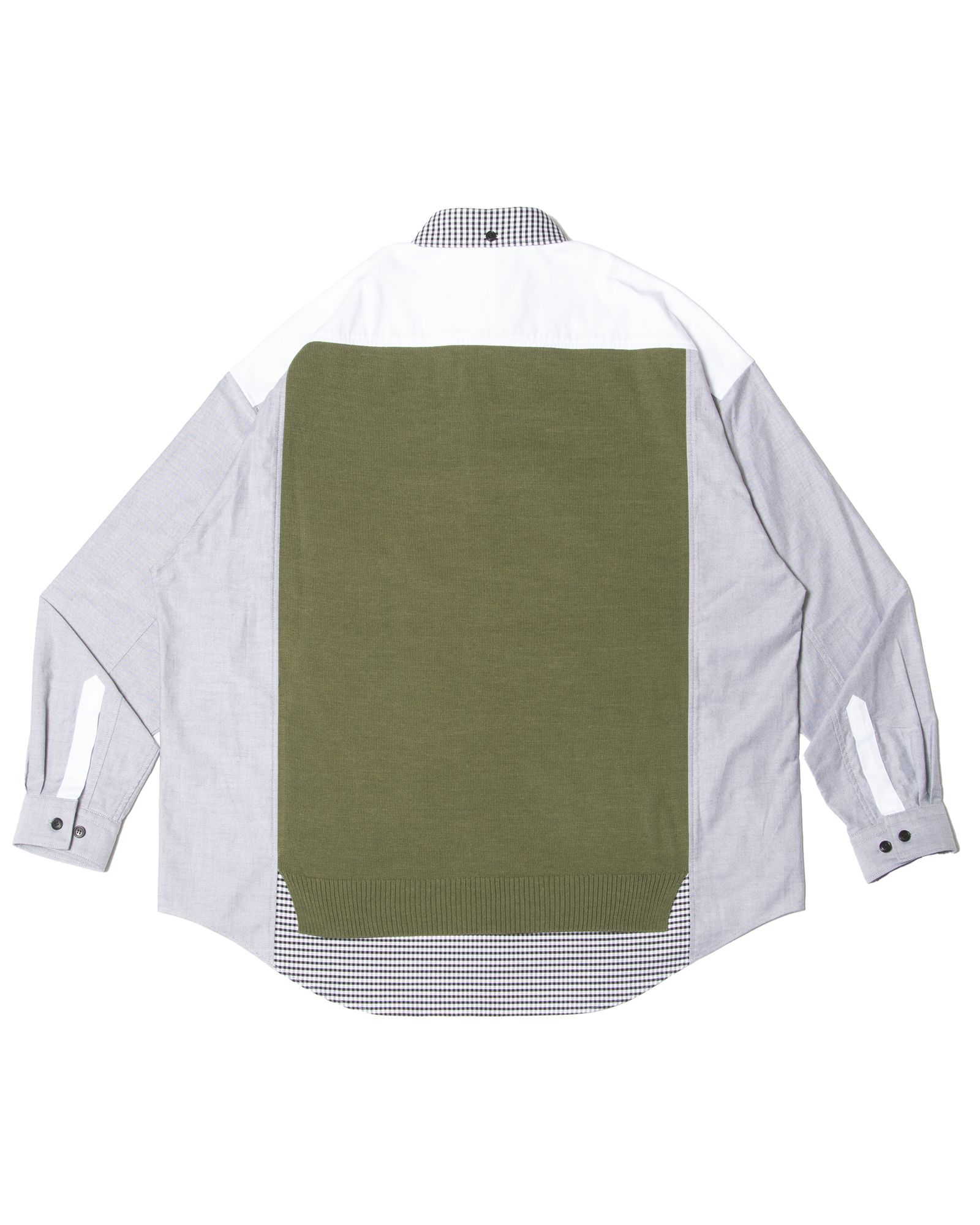 SÏVA - PASTED V-NECK BUTTONDOWN OVERSIZED SHIRTS / col: KHAKI | HAZE