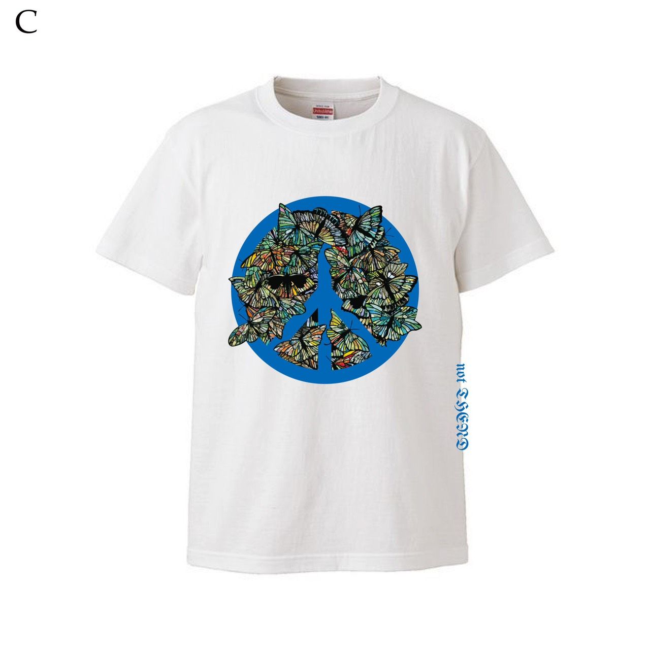 Coral pattern Peace symbol TEE (WHITE/BLUE)