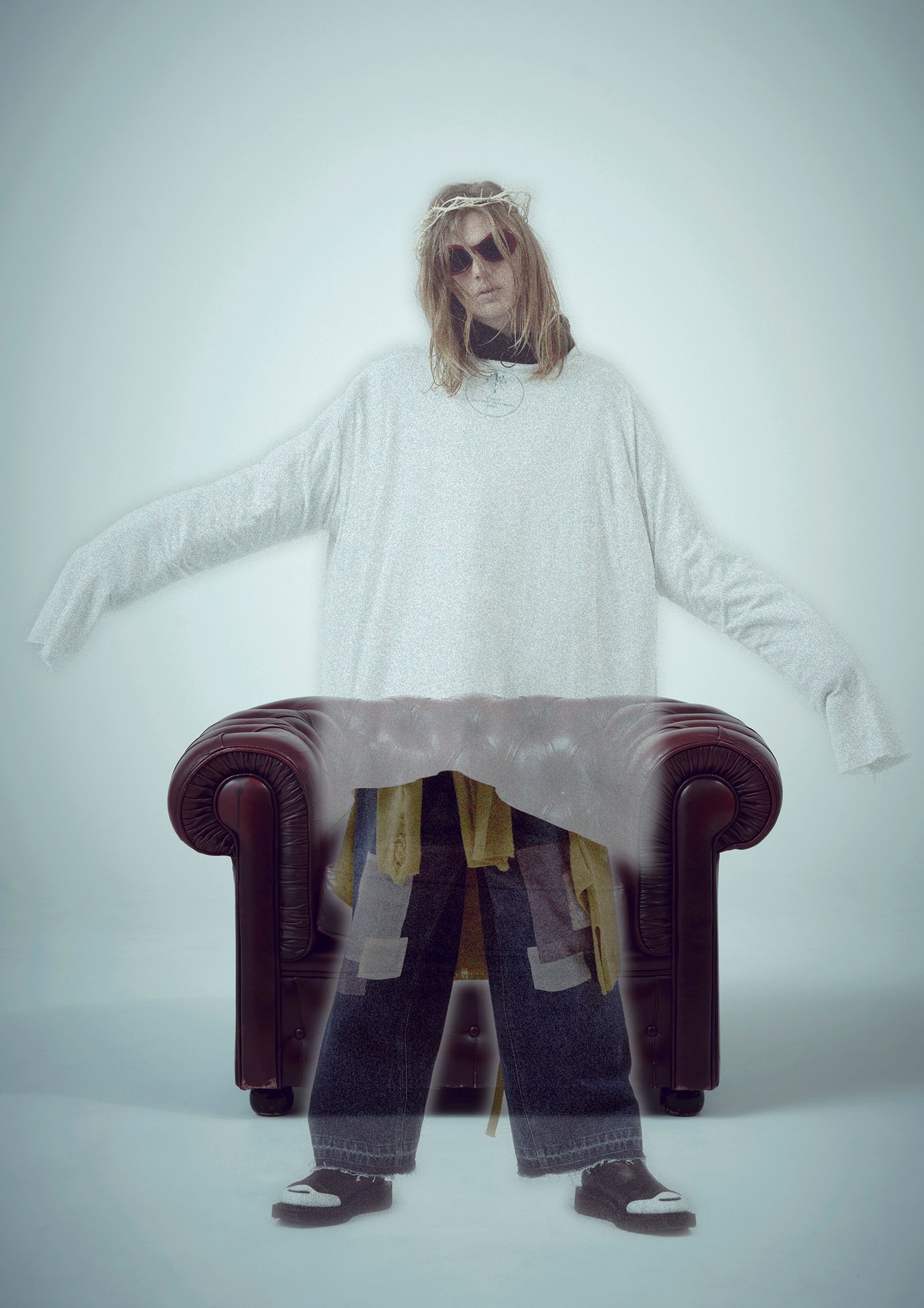 KURT’S WIDE JEANS (AGED) / パッチワーク ワイドジーンズ デニム (Aged Black, Aged Indigo)