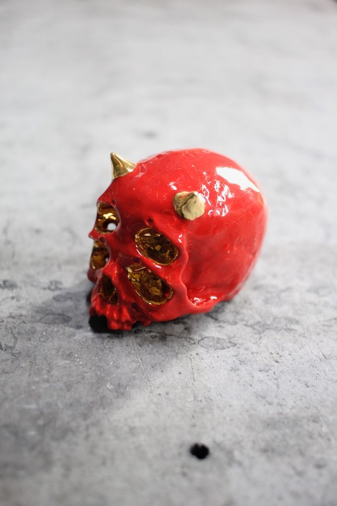 四つ目鬼ぐい呑 赤×金  (桐箱付)