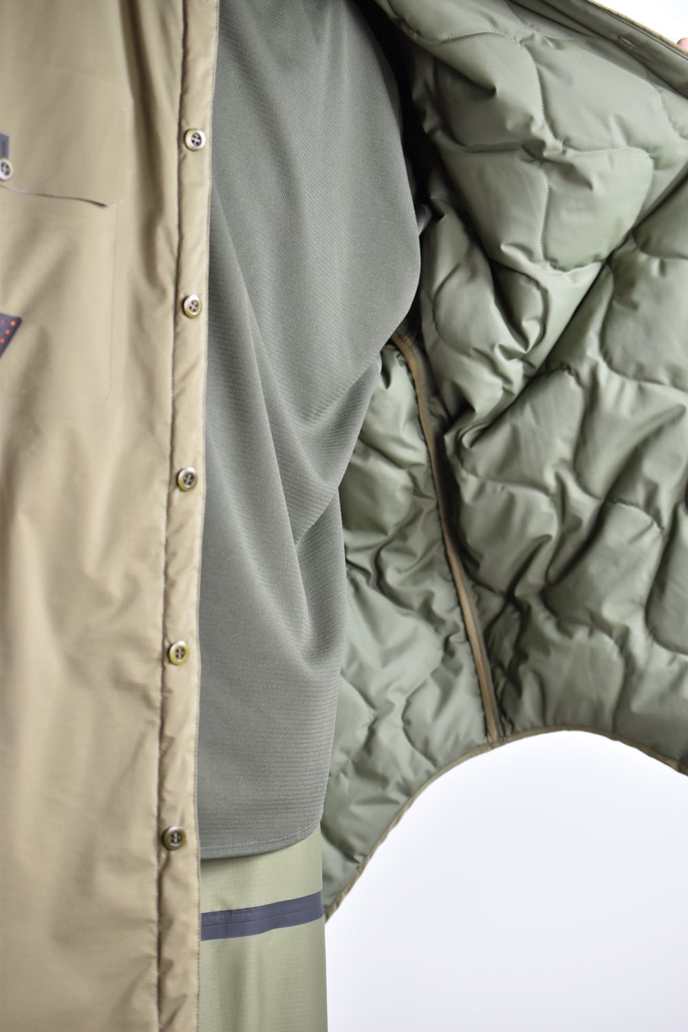 TOO BIG BAGGY QUILTED SHIRT COAT c/#2 KHAKI