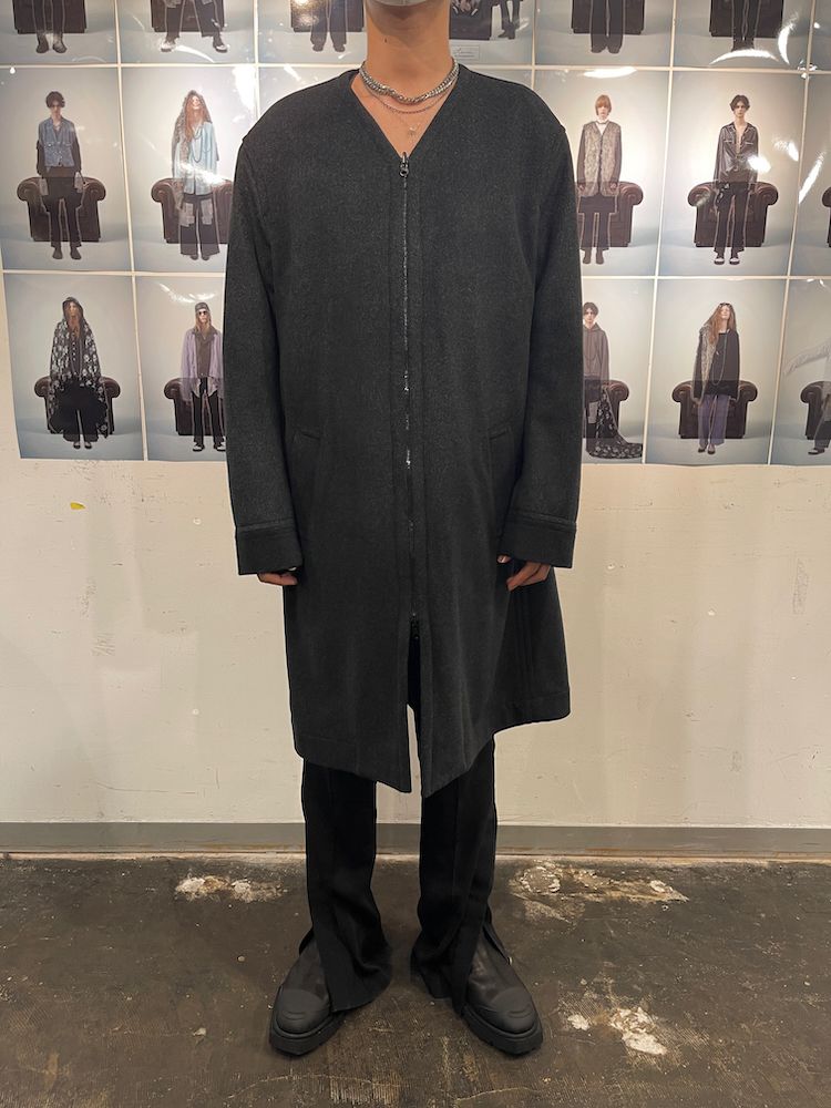 BRIAN'S LINER COAT / リバーシブル ノーカラーコート (Black, Charcoal Gray)
