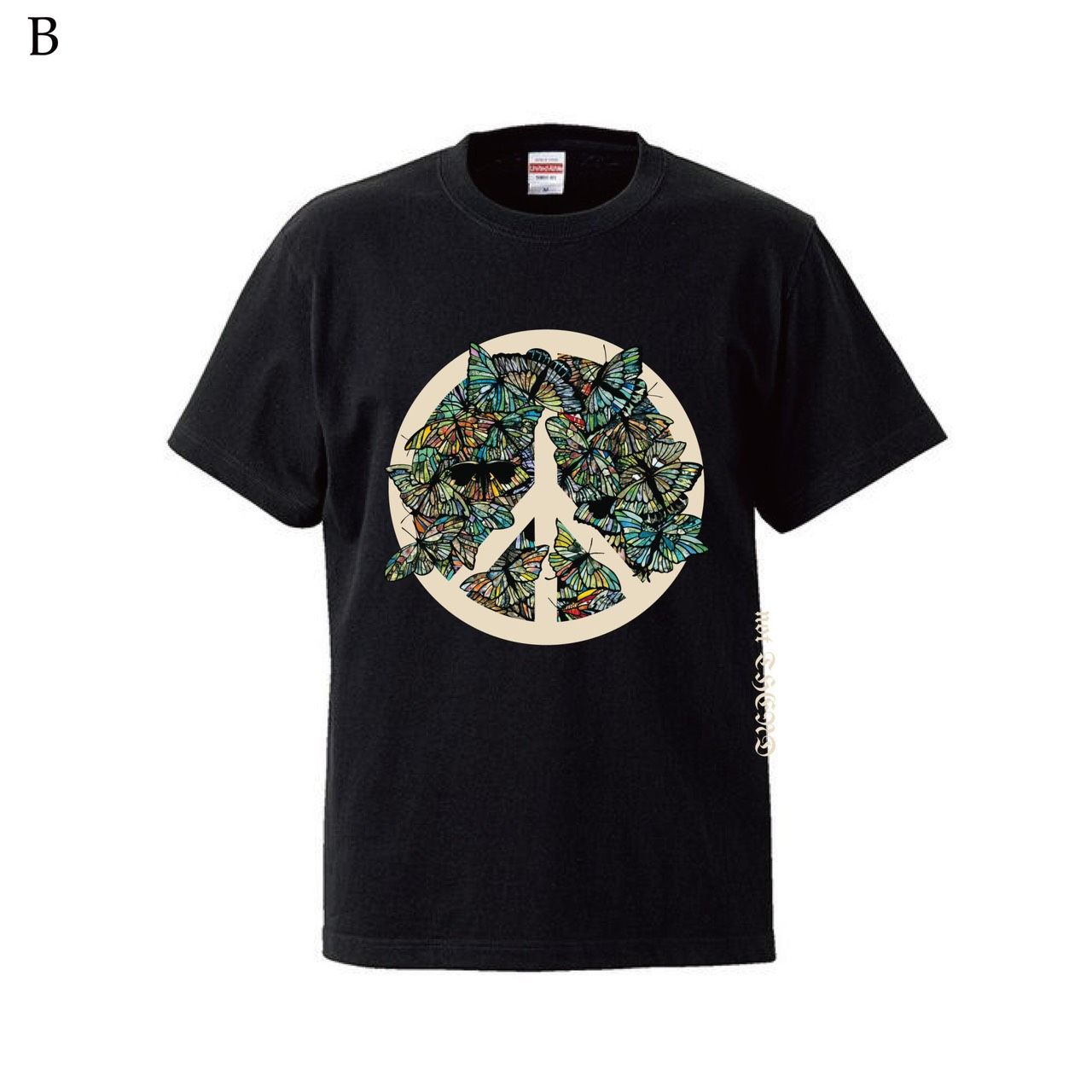 Coral pattern Peace symbol TEE (BLACK/IVORY)