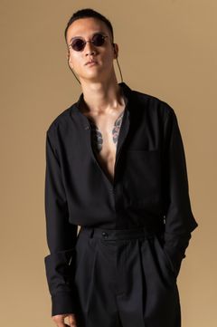 STAND COLLAR SHIRT (BLACK)