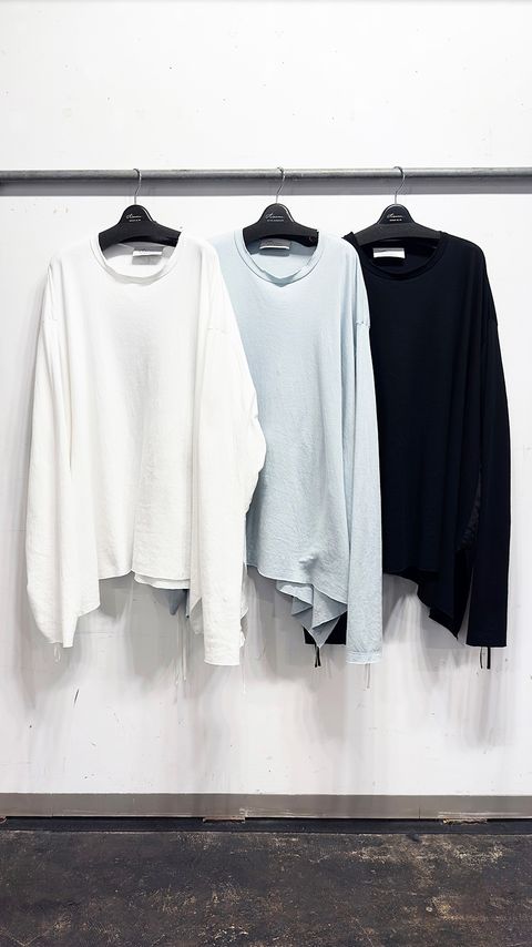 GHOST CLOTH L/S T-SHIRT / カットソー (Black, Charcoal, Light Blue, White)