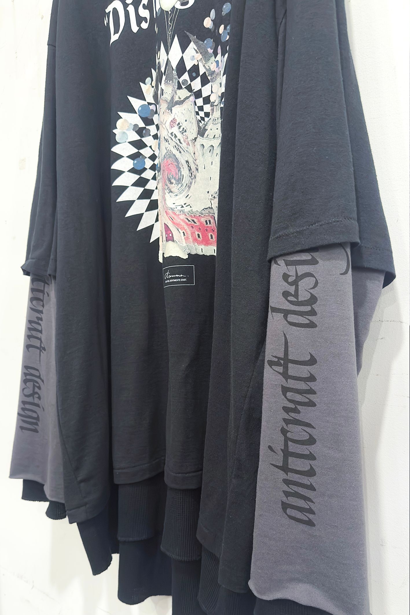 “LAND” OVER SIZE LAYERED L/S / レイヤード カットソー (BLACK, LIGHT GRAY)