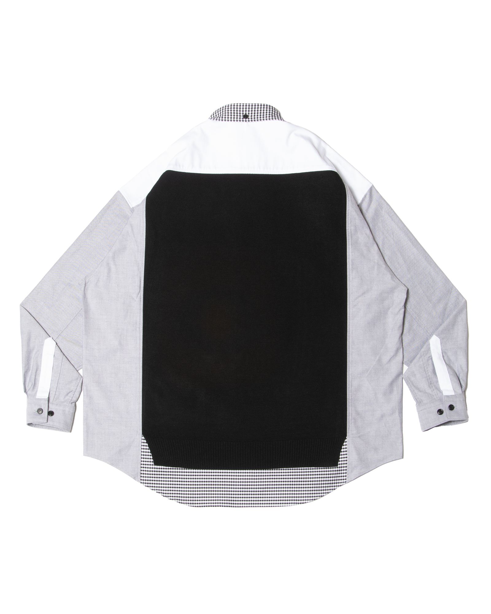 「予約商品」PASTED V-NECK BUTTONDOWN OVERSIZED SHIRTS / col: BLACK