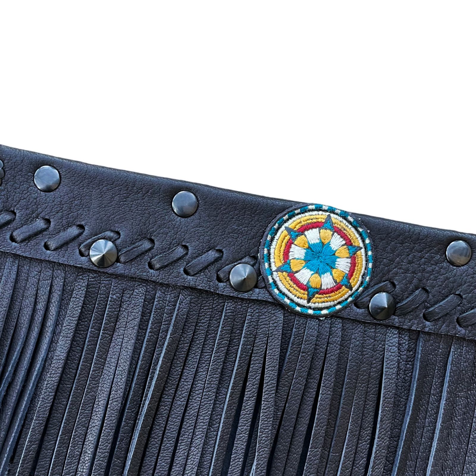 x blackmenas SYMBOLIC FRINGE BUM FLAP -ケツアテ- BLACK