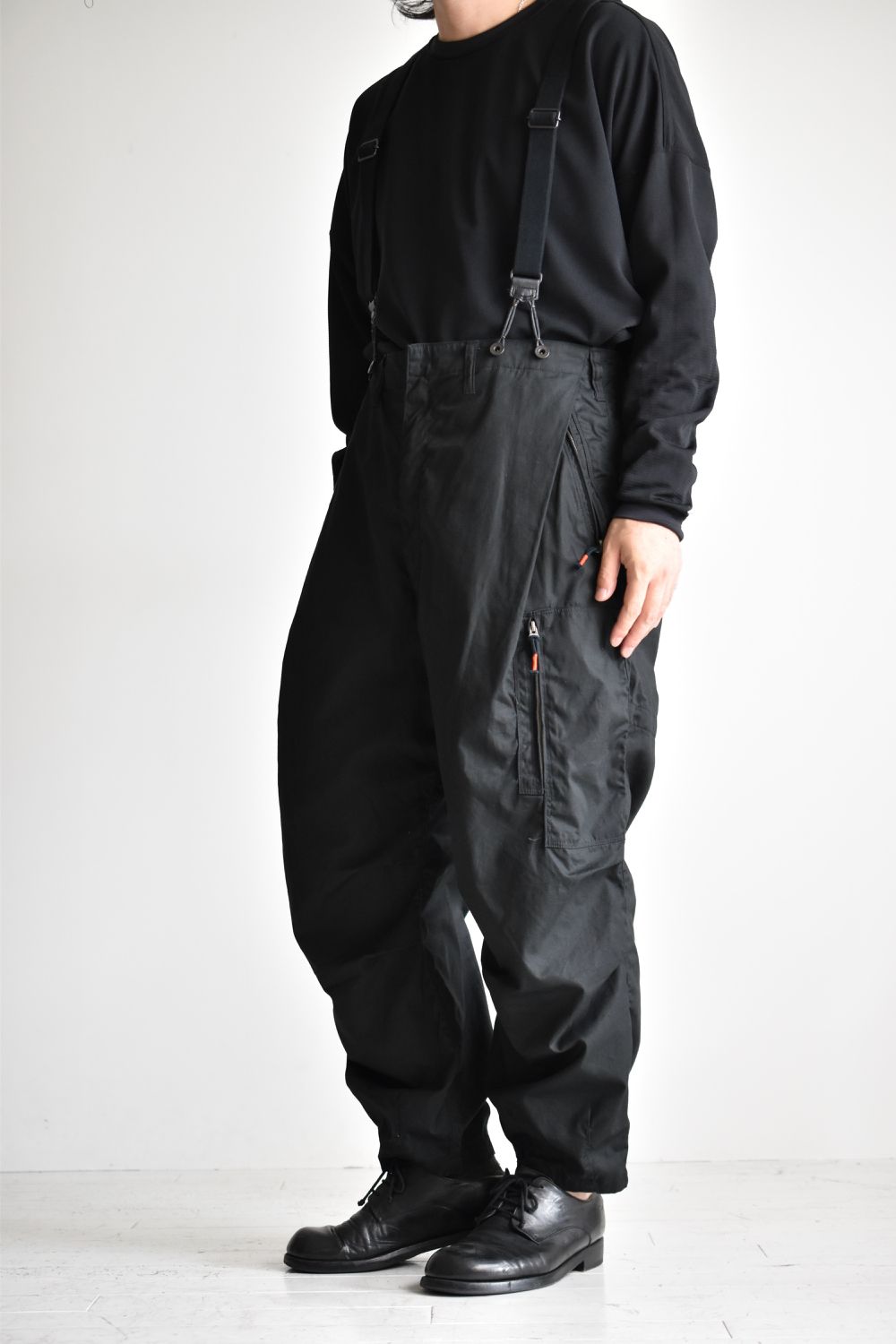 FLIGHT PLEATED SUSPENDER TROUSERS c/#1 BLACK