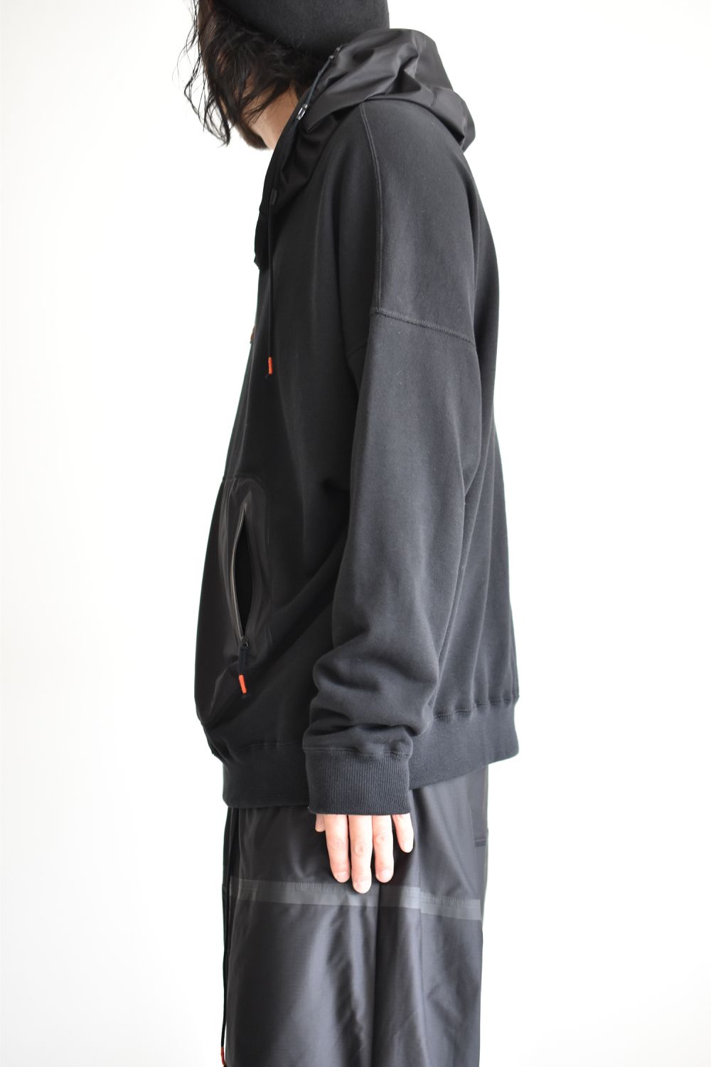 DRAW CODE HOODED PULL JERSEY c/#1 BLACK