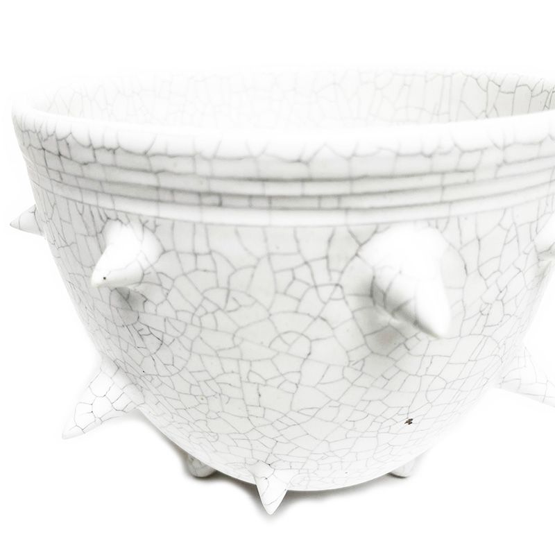 THORN STUDS POT(L)  "WHITE" -陶器鉢-