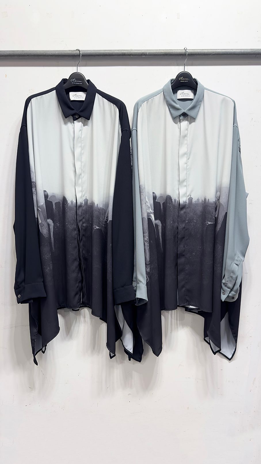 FOREST GHOST CLOTH SHIRT / 総柄 シャツ (Black, Mintgreen, Light Grey)
