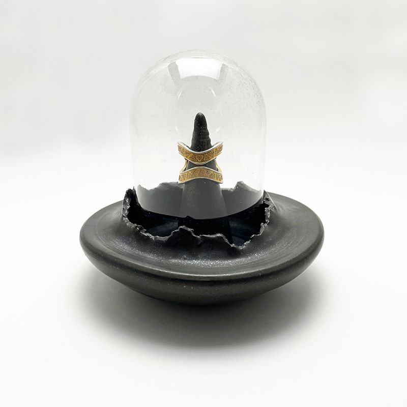 WAVE RING STAND (w/DOME) "BLACK" -陶器リングスタンド-