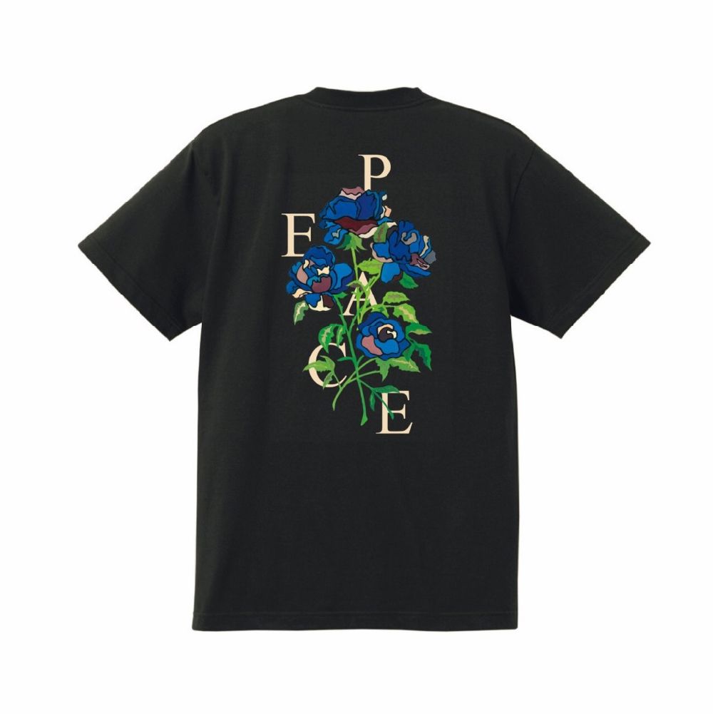 「予約商品」blue rose peace symabol S/S T-shirts(BLACK)