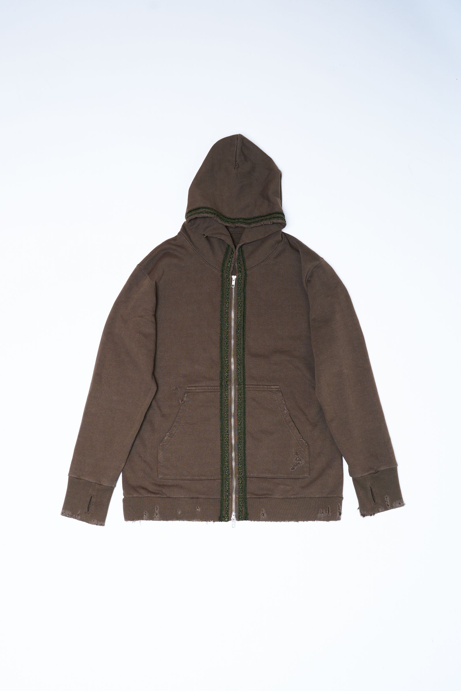 945-80TT108-2 / ダメージジップパーカー (BLACK, KHAKI)