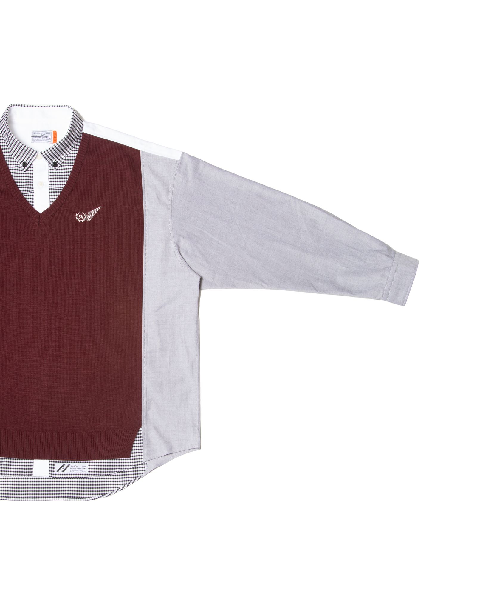 「予約商品」PASTED V-NECK BUTTONDOWN OVERSIZED SHIRTS / col: BURGUNDY