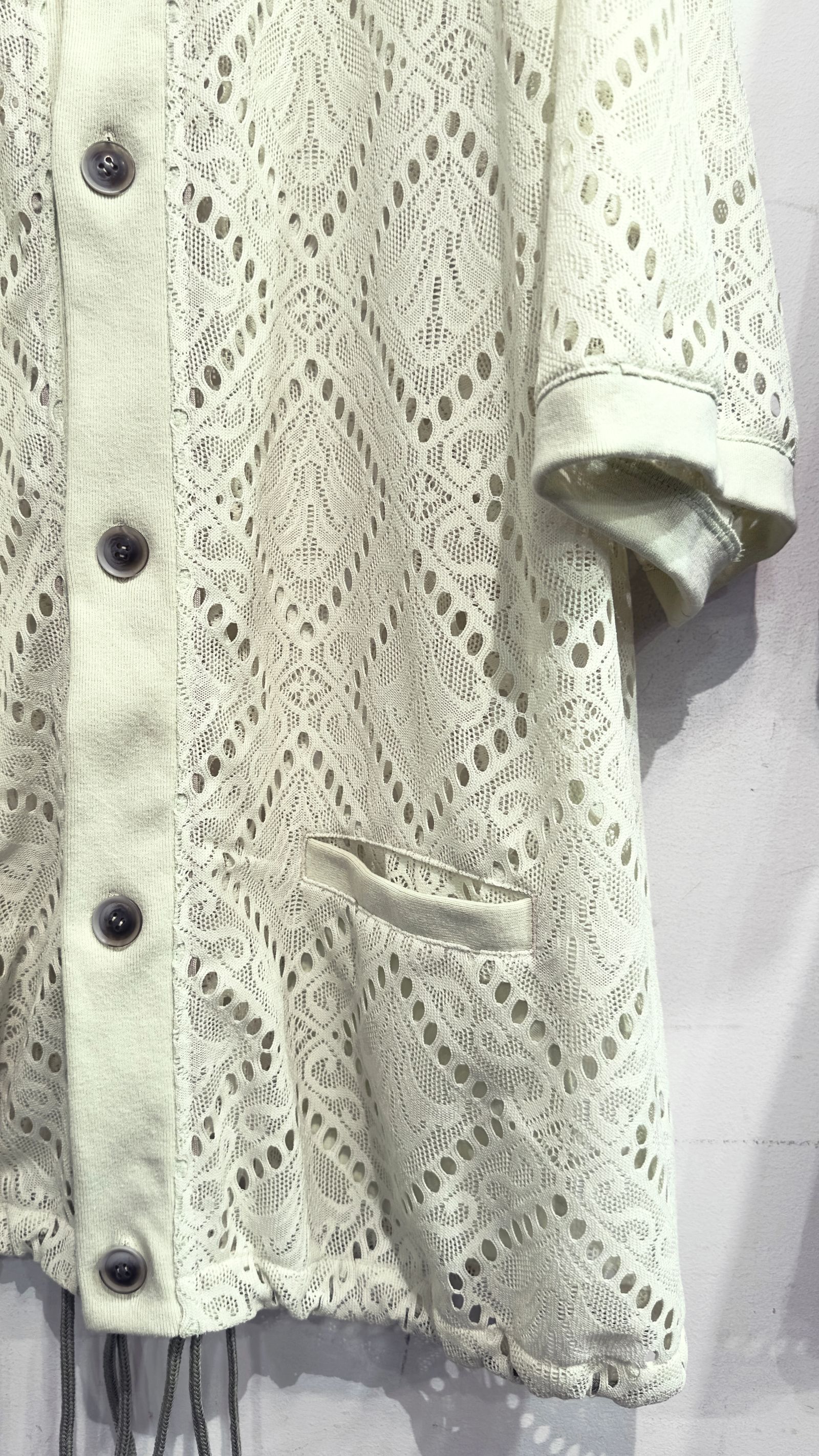 DATURA LACE KNIT SHIRT S/S / レース半袖シャツ (BLACK,LIME YELLOW)