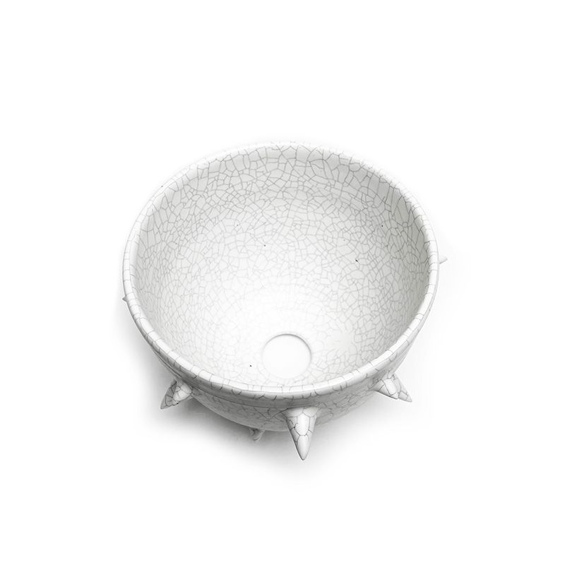 THORN STUDS POT(L)  "WHITE" -陶器鉢-