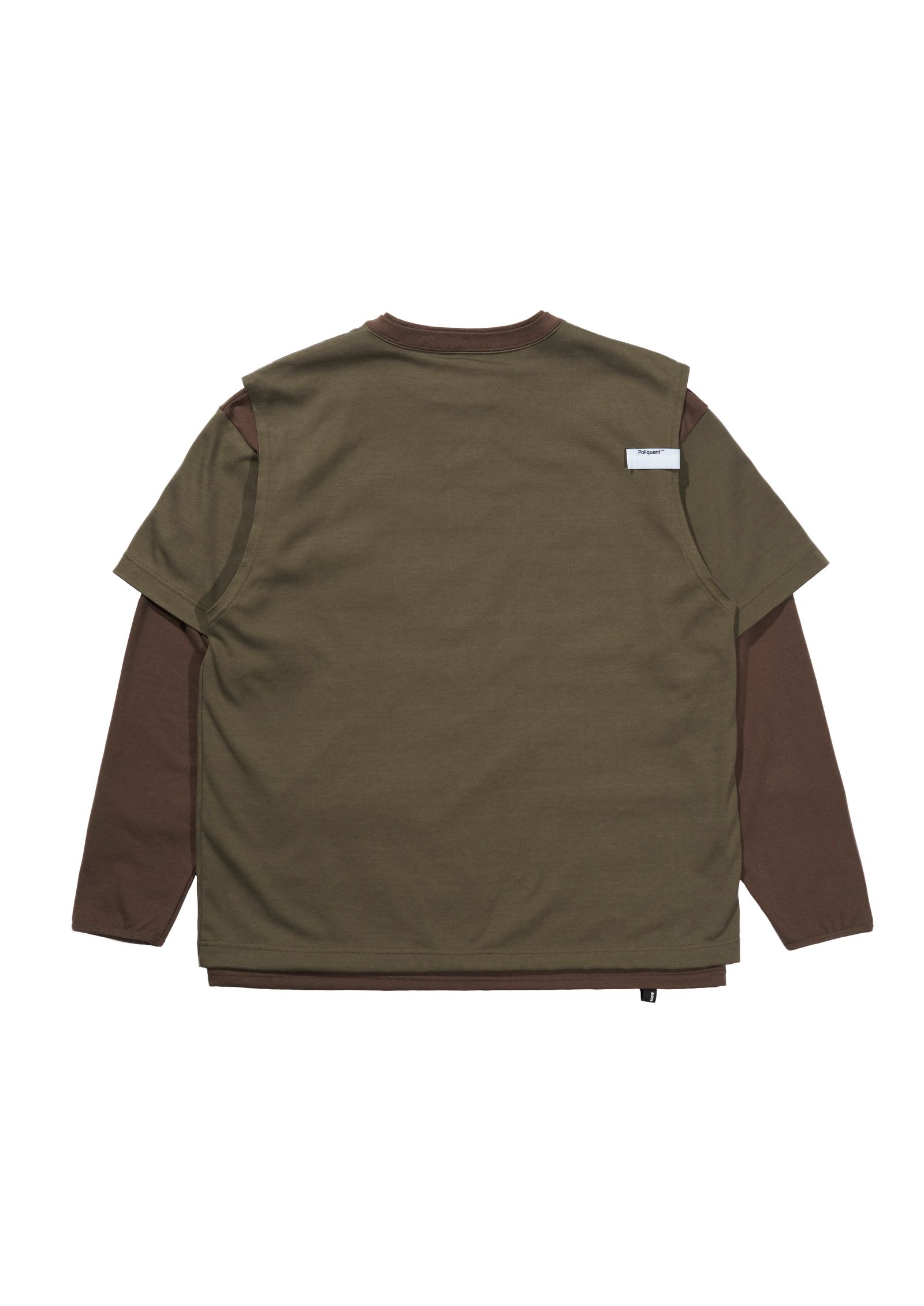POLIQUANT - THE SWITCHING LAYERED L/S TEE（KHAKI