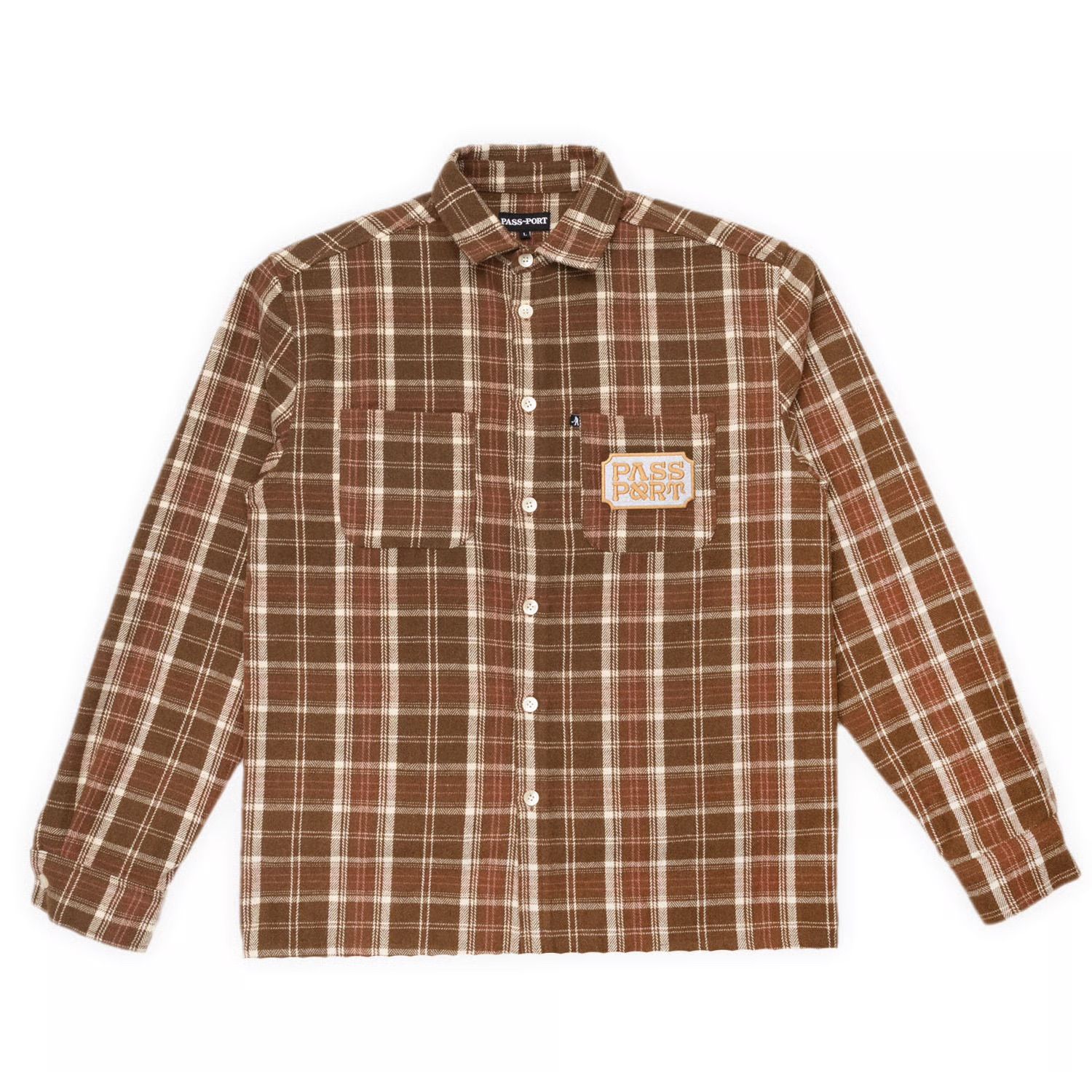 Yearbook Logo Workers Flannel - Caramel - / ネルシャツ